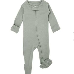 Organic Zipper Footie in Seafoam